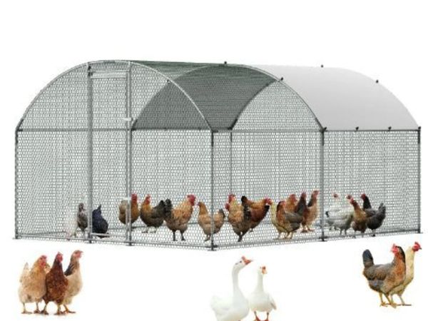 Large Metal Chicken Coop 3 x 3.97 x 2 m Walk-in - Main image