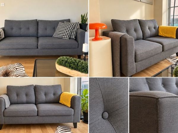 2 Grey Sofas in Excellent Condition Only 1 Year Old - Main image