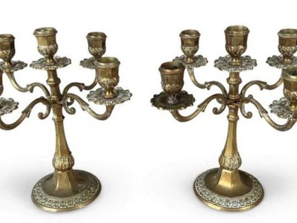 1940s Italian Brass 5 branch candelabras - Main image