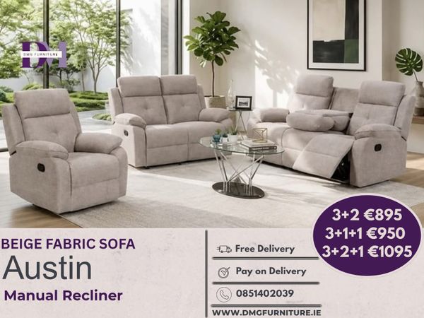 New 3+2 Or 3+1+1 Austin Fabric Recliner Sofa - Main image