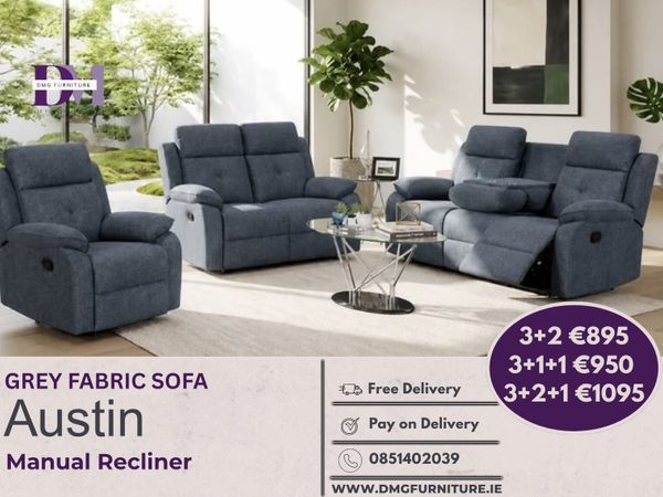 New 3+2 Or 3+1+1 Austin Fabric Recliner Sofa - Main image