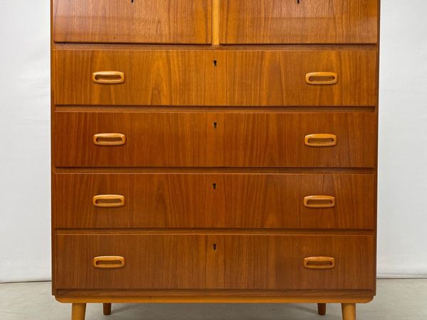 Mid Century Scandi Teak Tallboy Chest of Drawers - Main image