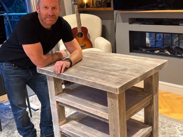 Aged Driftwood Style Compact Kitchen Island - Main image