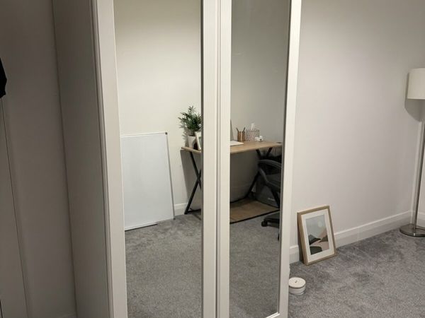 Ikea Pax wardrobe - white with mirrored doors - Main image