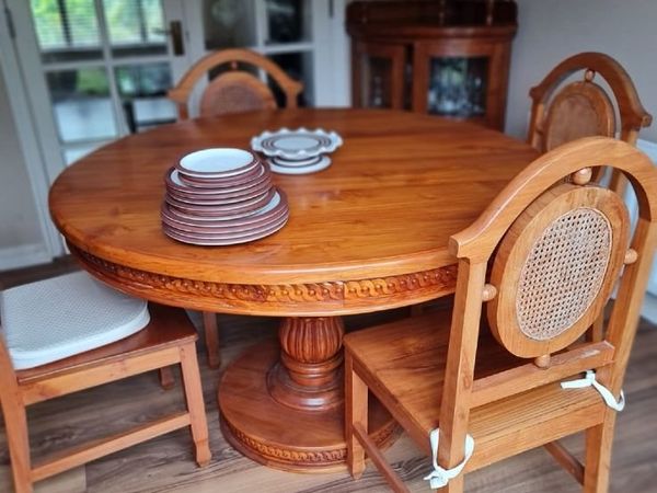 Solid Oak wood table and chair's set - Main image