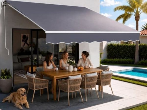 Manual Retractable Awning, 350 x 300 cm Outdoor Pa - Main image