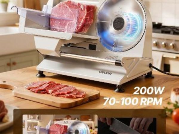 Meat Slicer, Electric Deli Slicer with Two 190mm - Main image