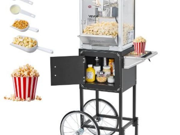 Popcorn Machine with Cart, 0.2kg Stainless - Main image