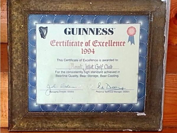 Rare Vintage 1994 Guinness Certificate Excellence - Main image