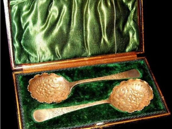 Cased Pair of Vintage Thomas Turner Berry Spoons - Main image
