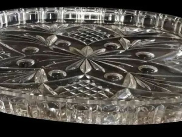 Vintage Cut Glass Serving Platter / Vanity Tray - Main image