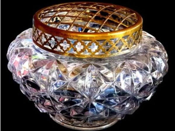 Vintage Harrods Heavy Cut Crystal Rose Bowl - Main image