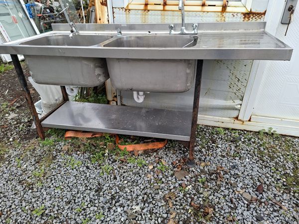 STAINLESS STEEL DOUBLE SINK UNIT WITH DRAINER - Main image