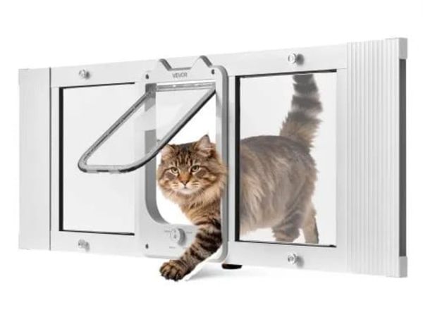 Cat Door for Window, Adjustable to Fit Window Widt - Main image
