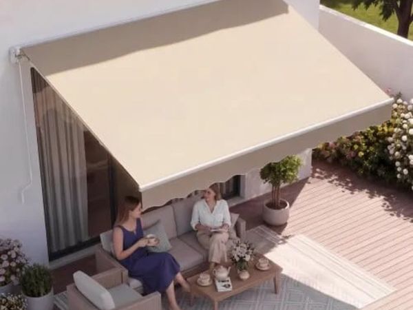 Manual Retractable Awning, 13 x 8 ft Outdoor Patio - Main image
