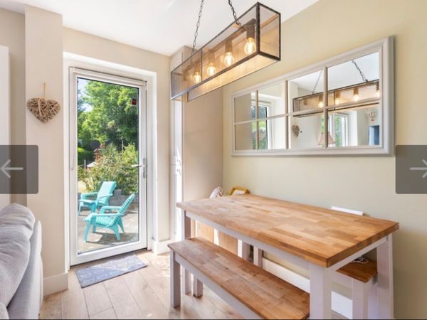 Solid Wood Dining Table with Matching Benches - Main image