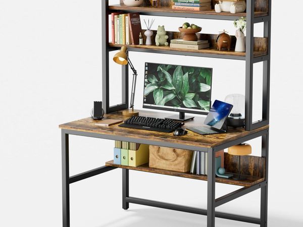 Desk with Shelves Work Storage Home - Main image