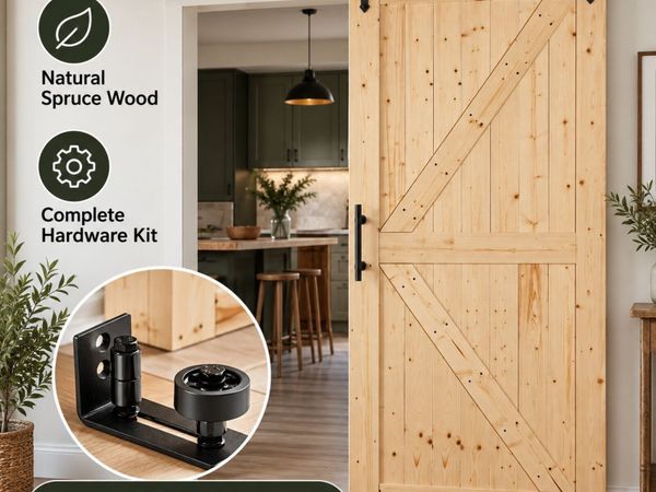 42 x 84 Inch Wooden Sliding Barn Door with Hardwar - Main image
