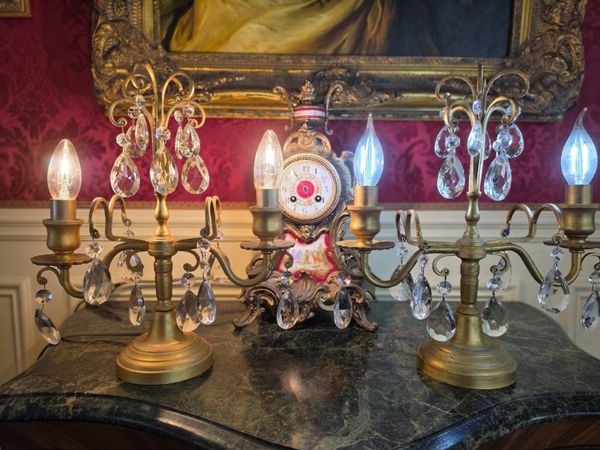 A pair of vintage crystal lamps - Main image