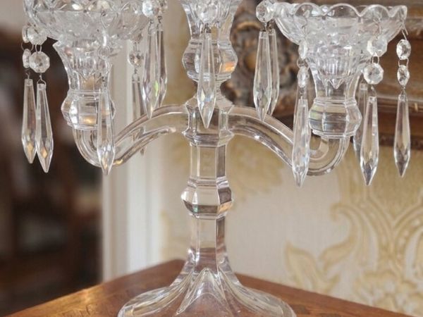 Vintage czech crystal bohemian candleabra - Main image