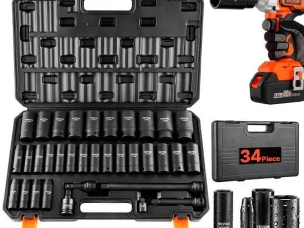 1/2" Drive Deep Impact Socket Set, 34pcs Socket Se - Main image