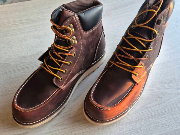 Leather Moc Toe Boots, UK 10.5 EU 45.5 - Main image
