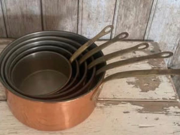Set of 5 Vinatge copper pots - Main image