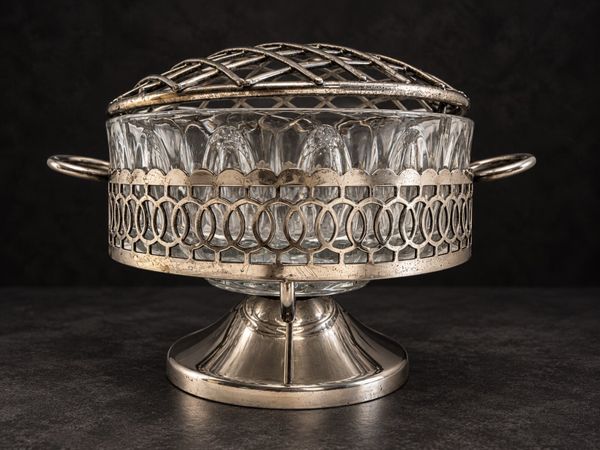 Vintage Glass Rose Bowl & Flower Arranger - Main image