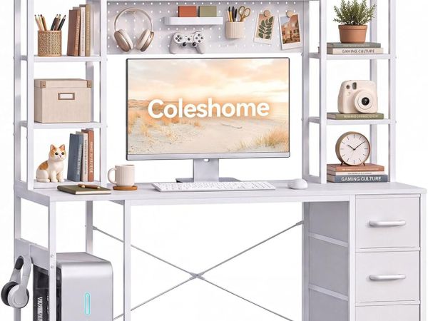 Computer Desk with Drawers Display Shelves - Main image