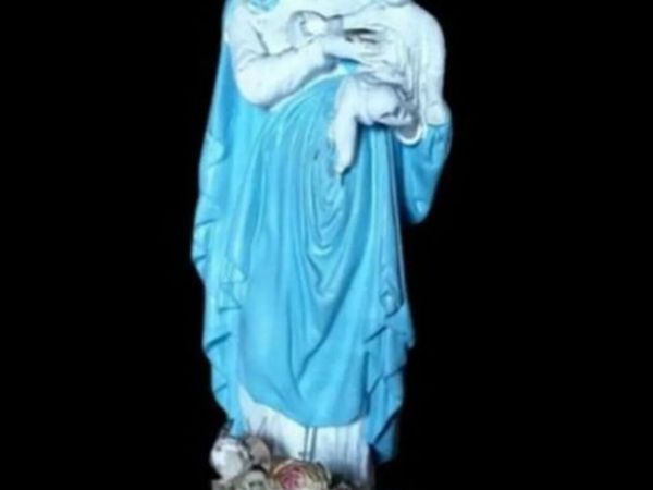 Large 32" Vintage Madonna & Child Chalkware Statue - Main image
