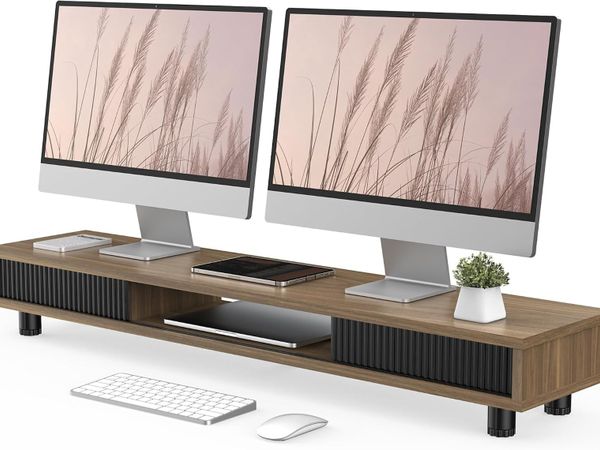 Monitor Riser with Sliding Glass Door 108CM High - Main image