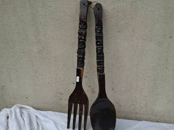 60cm wood decorative cutlery - Main image