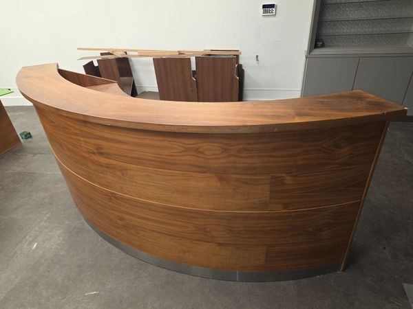Large Curved Wooden Reception Desk / Shop Counter - Main image