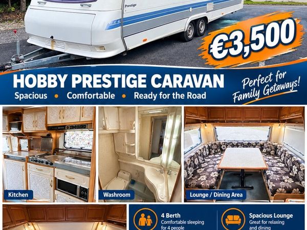 4 berth fixed bed hobby caravan - Main image