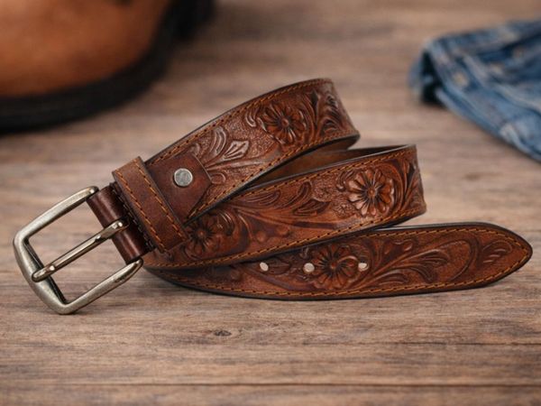 Unisex Genuine Leather  Belt  Western Leather Belt - Main image