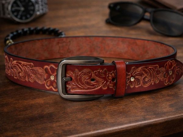 Unisex Genuine Leather Belt  Western Leather Belt - Main image
