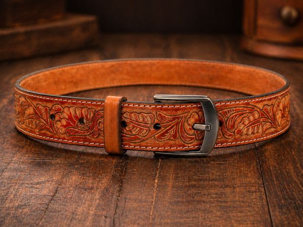 Unisex Genuine Leather Belt  Western Leather Belt - Main image