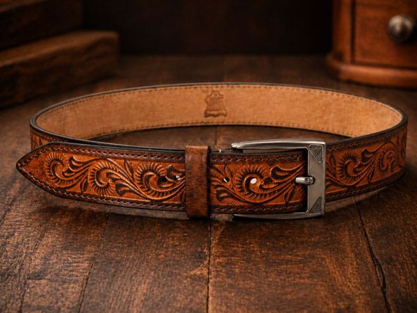 Unisex Genuine Leather Belt  Western Leather Belt - Main image
