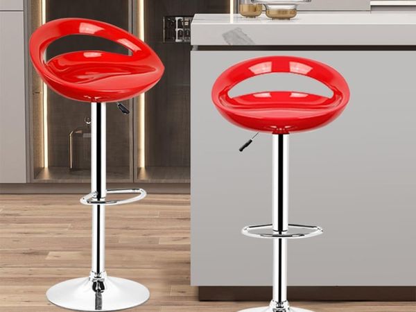 Bar Stool Set of 2 Modern Black White and Red - Main image