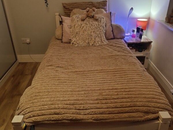 Two Matching Wooden Single Beds: Pine and White - Main image