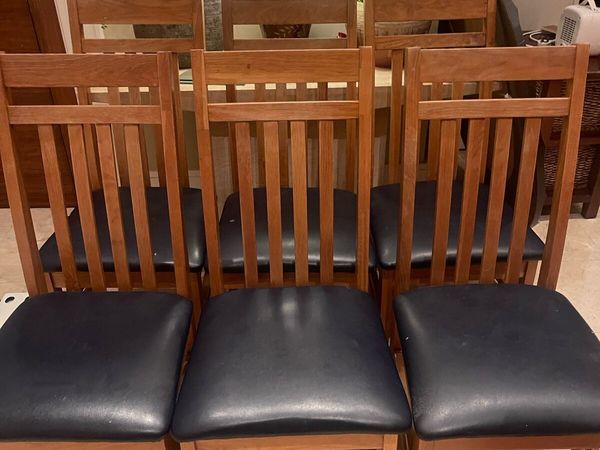 6 x Gorgeous Leather Padded Kitchen Dining Chairs - Main image