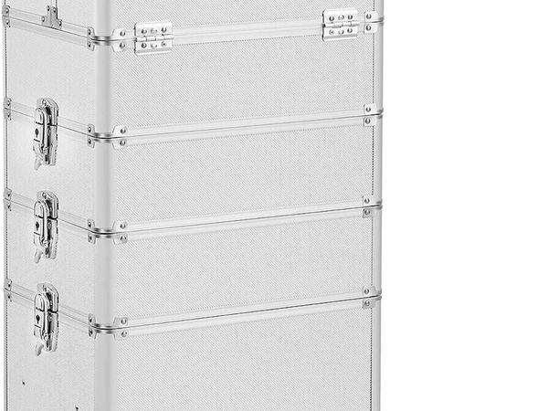 Makeup Trolley Case Silver Aluminium Storage Box - Main image
