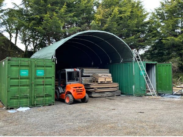 2 x 20ft storage containers and dome shelter - Main image
