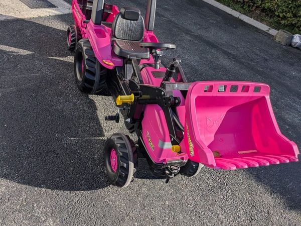 Pink Tractor/Loader and Trailer - Main image