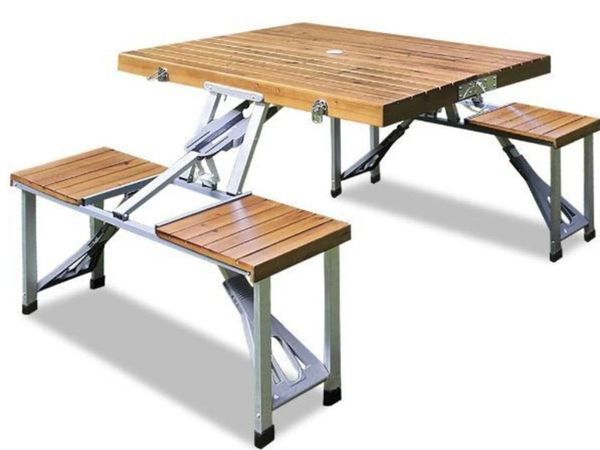 Foldable Aluminium Camping Table with Chairs - Main image