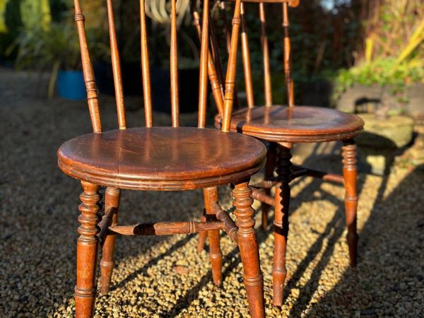 Antique Solid Elm Penny Chairs x 2 - Main image