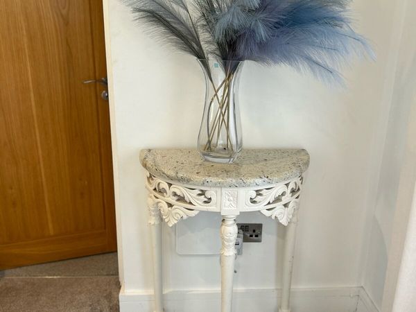ornate half-moon console table with a granite top - Main image
