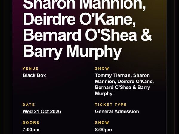 4 Tommy Tiernan tickets, Leisureland 21 oct 26 - Main image