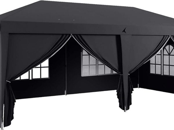 3x6m Pop-Up Gazebo with Adjustable Height – Black - Main image