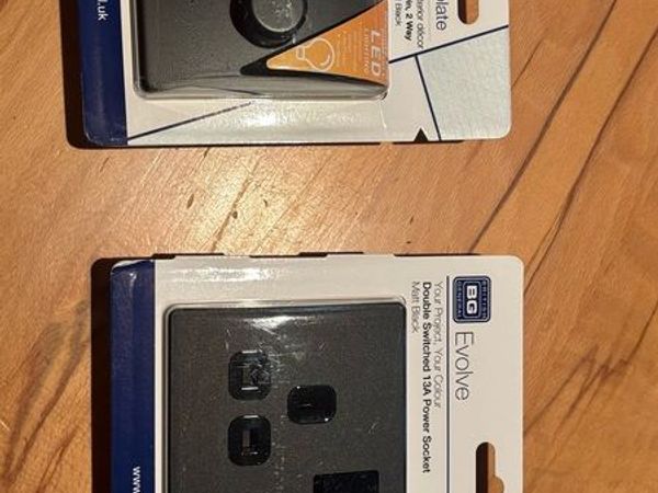 BG Black Double dimmer and double socket - Main image